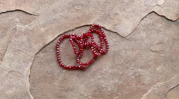 B4113  FULL Strand of Faceted Czech Glass Beads “Red/AB Finish”