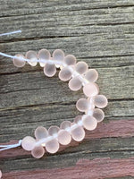 B4118   TWENTY FIVE (25) Pressed Czech Glass Mini Teardrop Beads “Matte Pink”