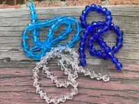 B3970  THREE (3) FULL Strands of Glass Beads “Blues/Clear”