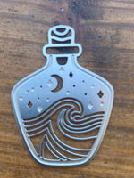 M0404  ONE (1) Hand Etched Stainless Steel - a Genie in the bottle theme- “ Lead/Nickel Free”