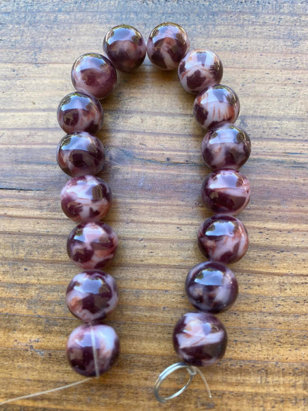 B7007  FULL Strand of Lampwork Glass Beads “Purple’s”