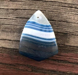 P1416   Dyed Banded Blue/White Shield Agate Pendant