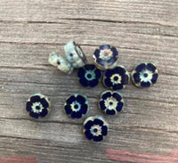 B3411  TEN (10) Pressed Czech Glass Flower Beads