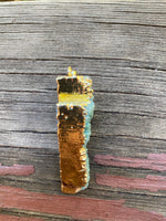 P1166   Electroplated Teal/Blue Druzy “Gold” Metal Pendant