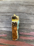 P1166   Electroplated Teal/Blue Druzy “Gold” Metal Pendant