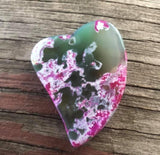 P1417   Dyed Agate Heart Pendant “Teal/Hot Pink/White”