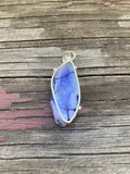 P1442   Dyed Quartz w/ Silver Metal Setting Pendant “Blue”