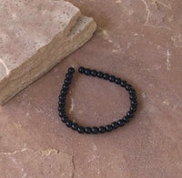 B3177  FULL Strand of Black Glass Beads