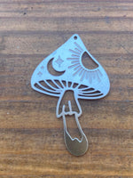 M0400  ONE (1) Hand Etched Stainless Steel Geometry Mushroom Pendant “Lead & Nickel Free”