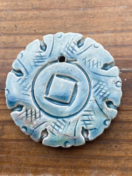 P5002  ONE (1) Raku Glazed Ceramic Pendant