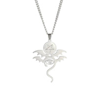 J0650  ONE (1) Silver Plated Metal Necklace “Eye”