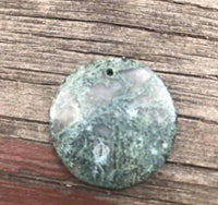 P1380  Moss Agate Gemstone Round Pendant