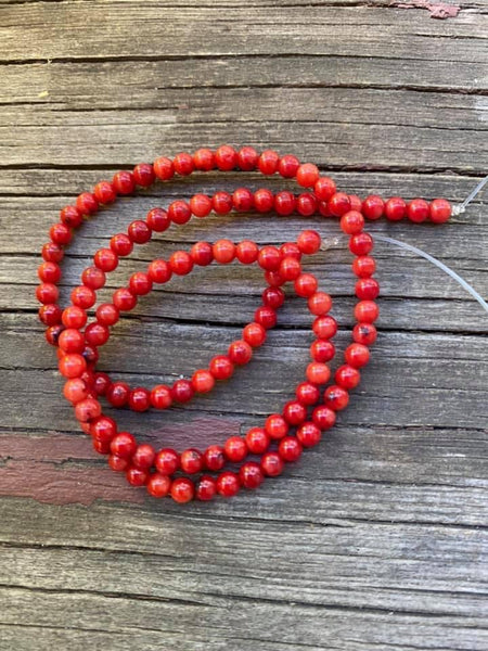 B3886   FULL Strand of Red Coral Beads