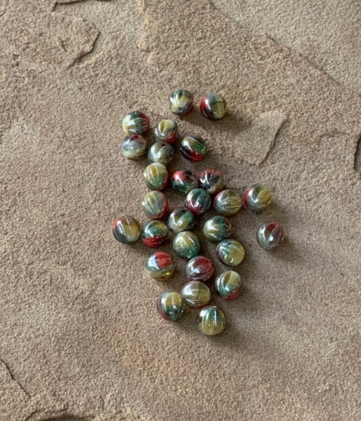 B3534  TWENTY SIX (26) Czech Glass Melon Beads “Southwest Colors”