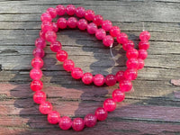 B3737  FULL Strand of Dyed Jade Beads “Hot Pink”