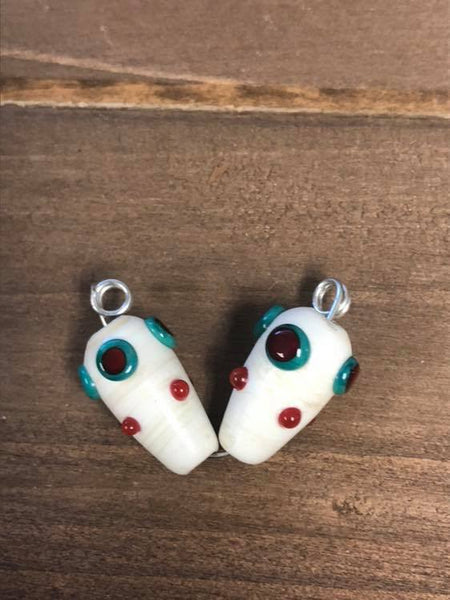 B1494 “Unknown” Artisan Handmade Glass Lampwork Beads Set of TWO (2)