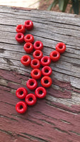 B1674 TWENTY (20) Vintage Handmade Glass Pony Beads “Red”