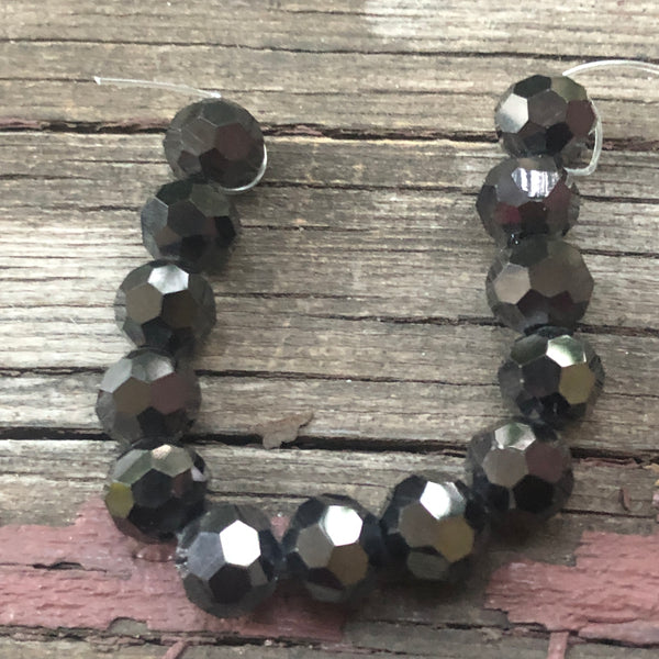 B1815  Set of THIRTEEN (13) Faceted Black Crystal Beads