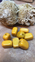 B1878 Set of EIGHT (8) Rectangle Agate Puffed Beads “Orange”