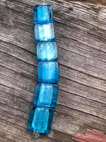 B1911  FULL Strand of Blue Square Glass Beads