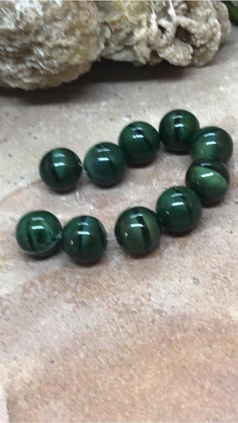 B2202   TEN (10) Synthetic Malachite Beads