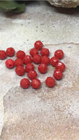 B2204   Vintage Lucite Beads “Red” Circa 1980 (65pcs)