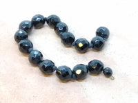 B2212  Vintage Half Strand of Faceted Black Beads Circa 1970’s