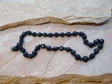 B2214  Vintage Faceted Czech Glass Beaded Necklace “Onyx/AB Finish”