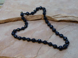 B2214  Vintage Faceted Czech Glass Beaded Necklace “Onyx/AB Finish”