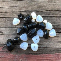 B2345   TWENTY TWO (22) Czech Glass Beads “Black/White/Opalescent”