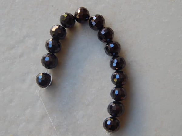 B2449   Strand of Faceted Glass Beads “Gray/Black”