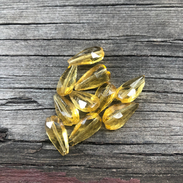 B2501  TEN (10) Citrine Czech Glass Beads