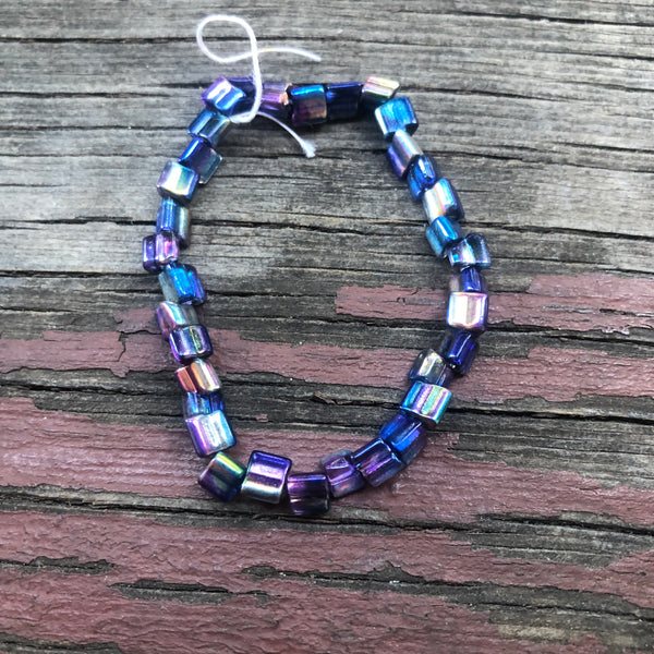 B2660  FULL Strand of Czech Glass Beads “Crystal Blue/Purple”