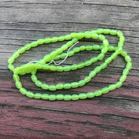 B2661  FULL Strand of Vintage Czech Glass Rice Beads “Green Opal”