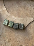 B2774  FOUR (4) Green Zebra Jasper Beads