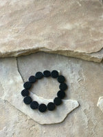 B2811  FULL Strand of Black Glass Beads