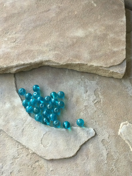 B2826  TWENTY FIVE (25) Dyed Jade Beads “Cerulean Blue”