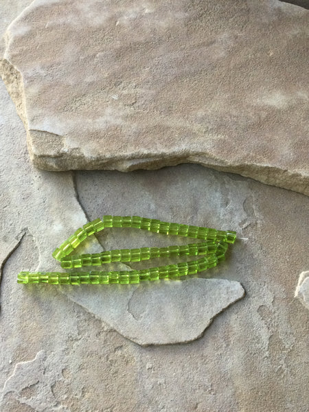 B2893   FULL Strand of Square Glass Beads “Green”