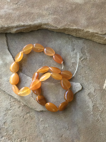 B2912  FULL Strand of Peach Agate Teardrop Beads