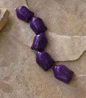 B2970  SIX (6) Dyed Howelite Buddha Head Beads “Purple”