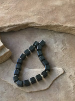 B3029   FULL Strand of Black Glass Beads