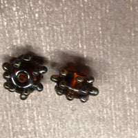 B3110  Set of TWO (2) Artisan Handmade Lamp Work Glass Beads “Red Wine/Bumpy”