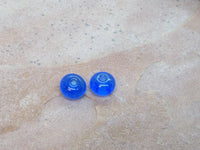 B3117  TWO (2) Artisan Handmade Lamp Work Glass Beads “Dark Blue”