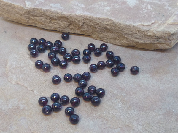 B3354  FIFTY (50) Czech Glass Beads “Dark Purple”