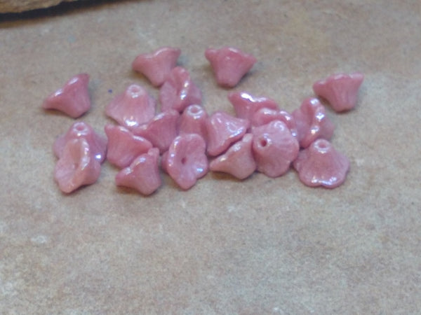 B3362  TWENTY (20) Czech Glass Flower Beads “AB Finish/Pink”