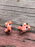 B3384  TWO (2) Artisan Handmade Lamp Work Glass Beads