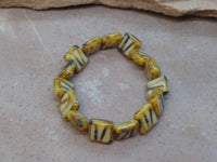 B3395  FULL Strand of Pressed Czech Glass Square Beads “Brown/Tan”