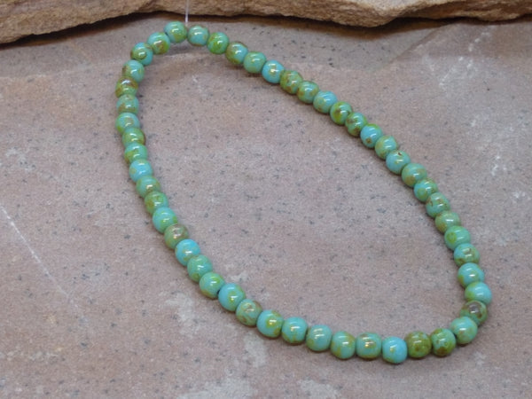 B3415  FULL Strand of Czech Glass Beads “Turquoise”