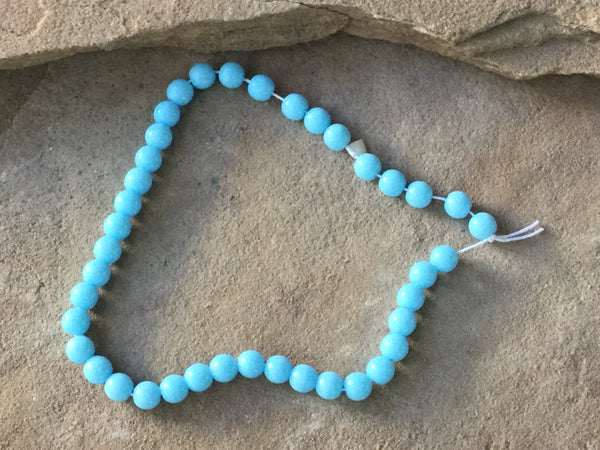 B3579  FULL Strand of Vintage Czech Glass Beads “Baby Blue”