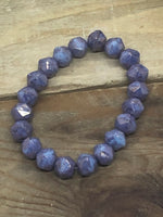 B3593  FULL Strand of Czech Glass Nugget Beads “Swirling/Purple”